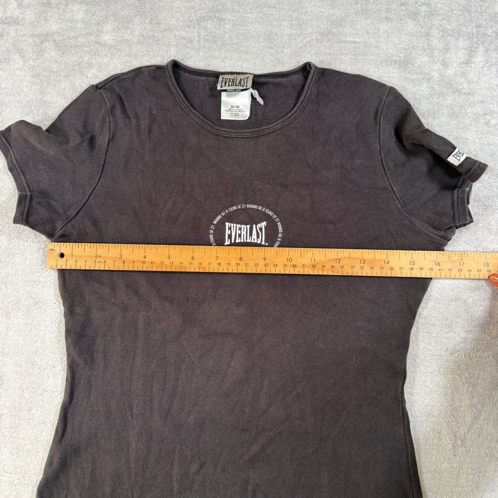 Everlast Shirt Womens Medium Black Vintage Y2K Ribbed Slim Fit Boxing Babby Tee - Picture 10 of 11
